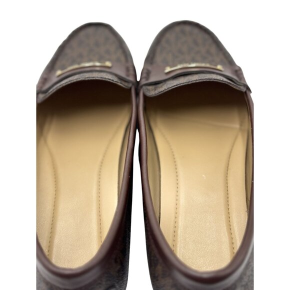 Michael Kors Womens Everett Loafer Size 8M Monogram Brown Leather - Picture 3 of 8